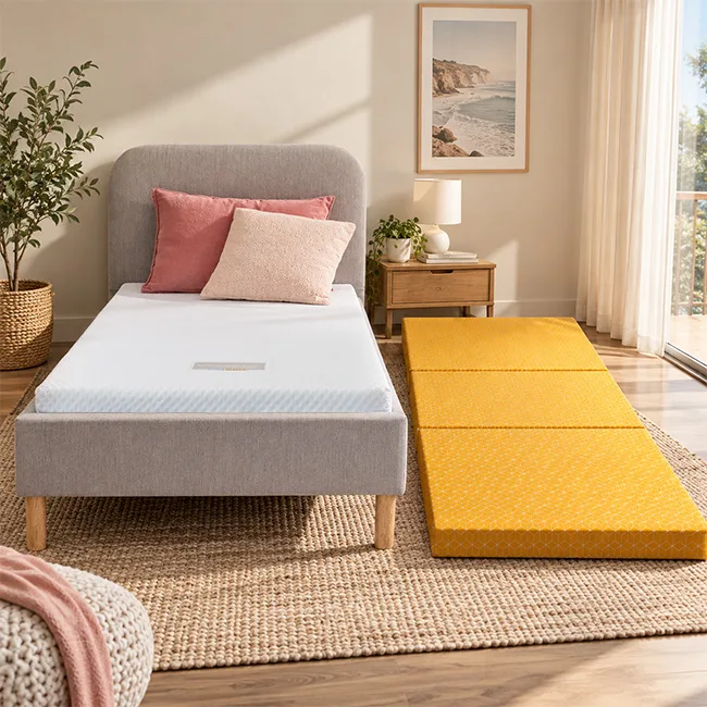Comparison of traditional mattress and foldable foam mattress in home setting