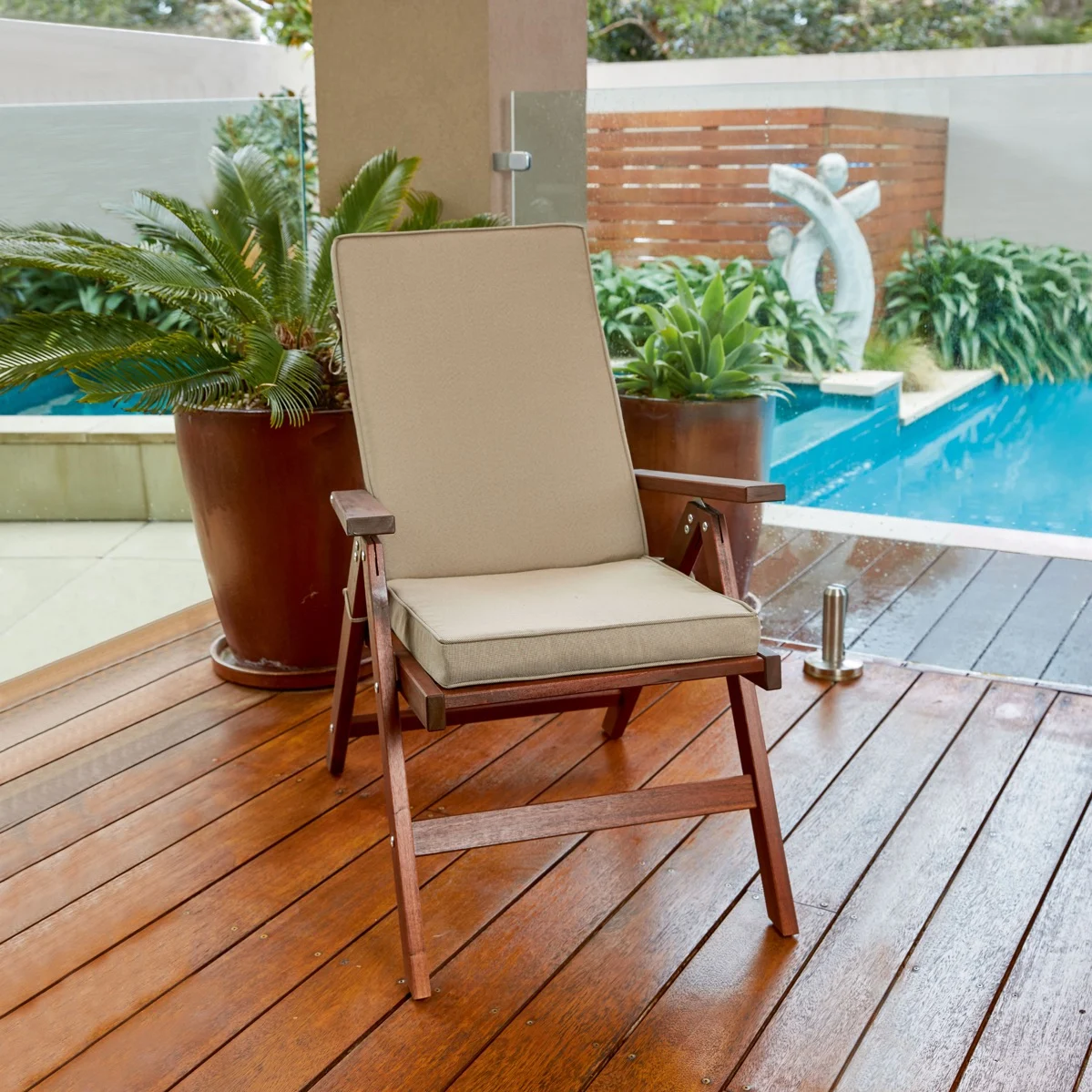 Polymaster High Back Timber Cushion Sand