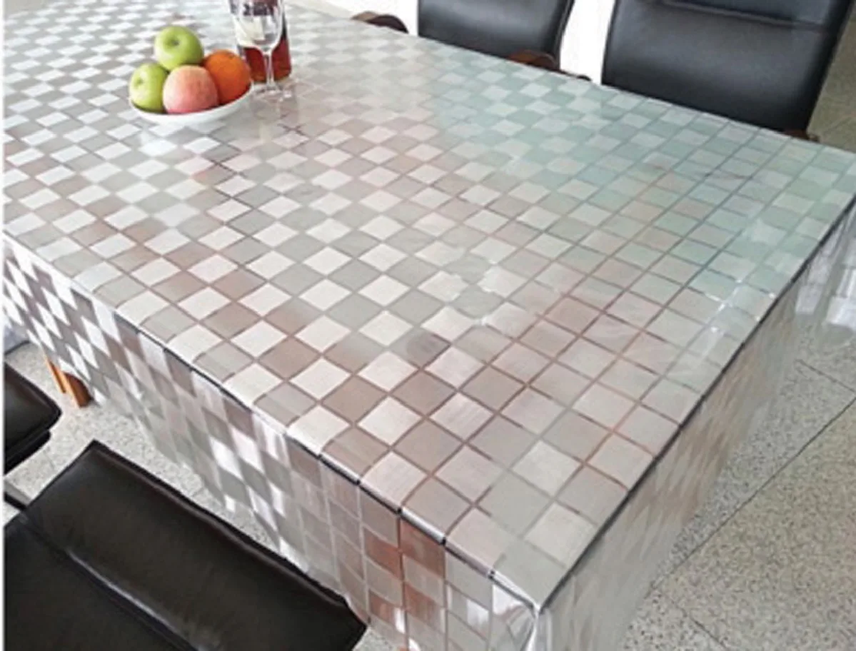 PVC Table Cover - Transparent Squares