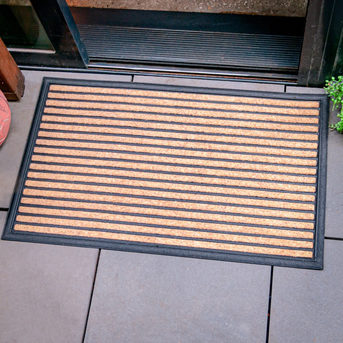 Clark Rubber Medium Faux Coir Bali Mat - Stripes
