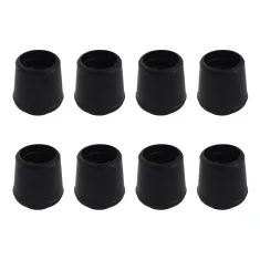 Heavy Duty Rubber Chair Tip 8 Piece Bundle - Black 22mm