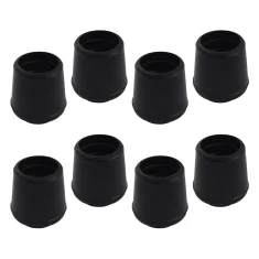 Heavy Duty Rubber Chair Tip 8 Piece Bundle - Black 22mm